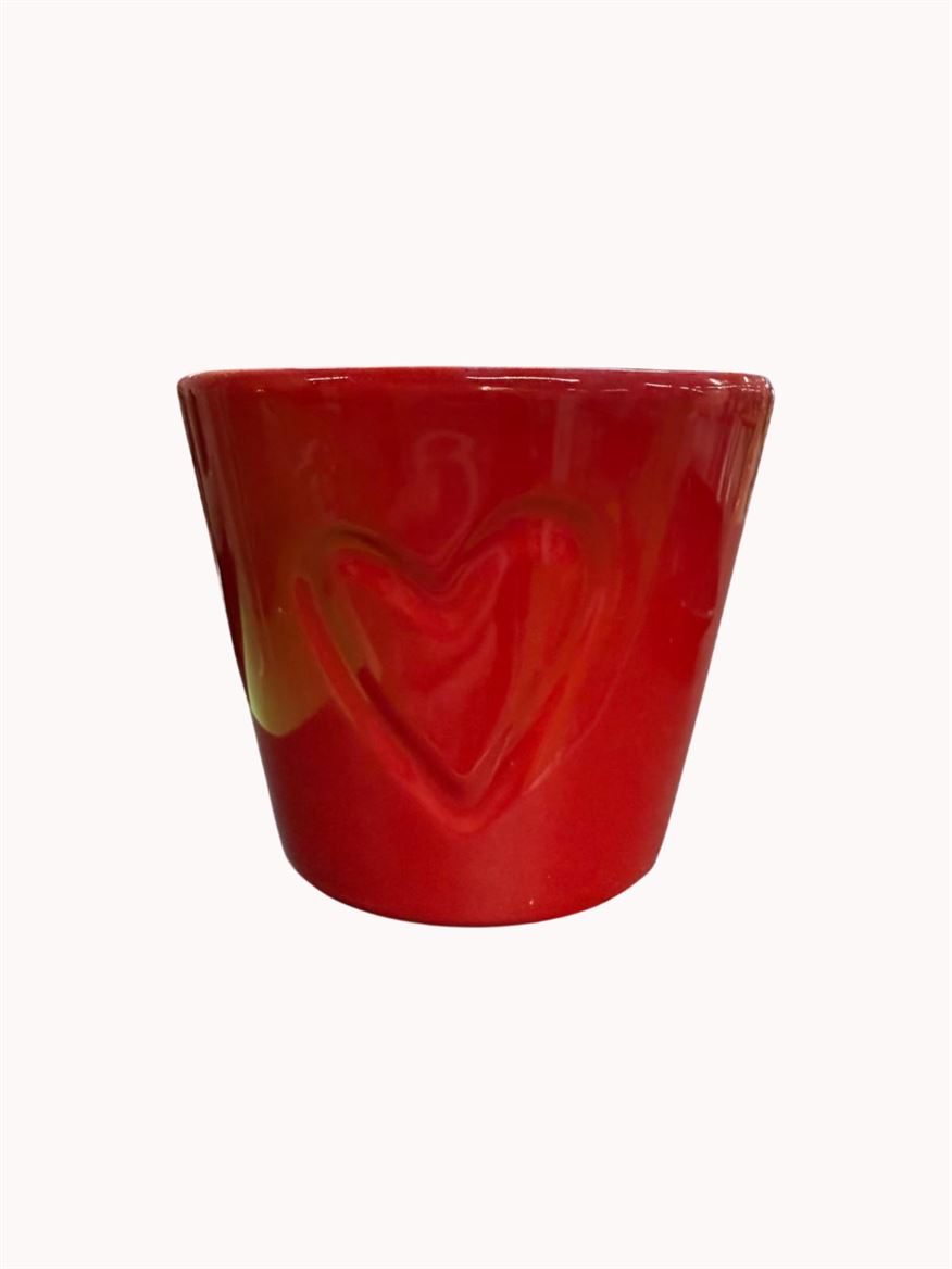 Vasi Ceramica. Cuoricino D.9 H.7.5cm - Rosso