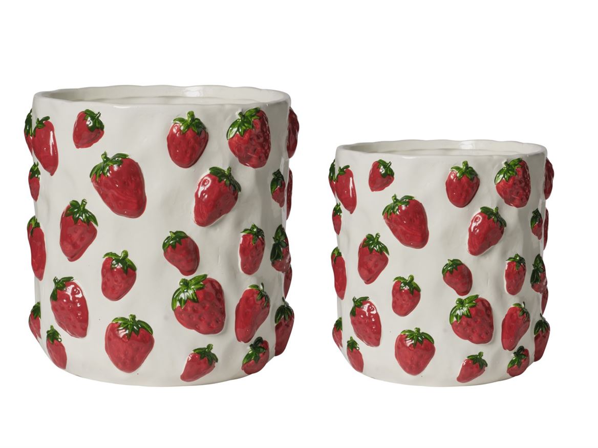Vasi Ceramica. Fragole 2pz - 24x23-19x18cm