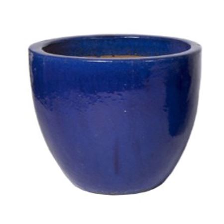 Vasi Ceramica. Glazed Egg Pot D48 H41cm - Blue