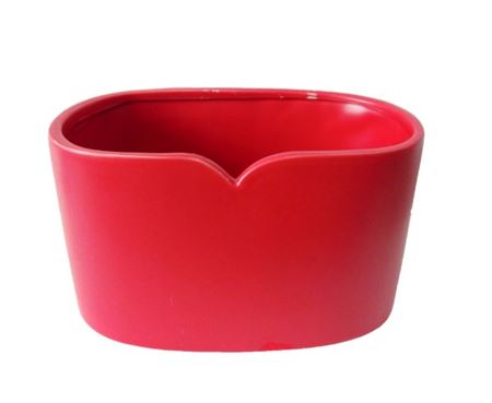 Vasi Ceramica. Ovale Bordo Cuore Rosso 18x11