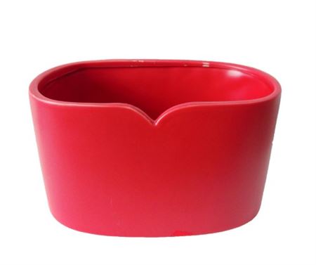 Vasi Ceramica. Ovale Bordo Cuore Rosso 26x1