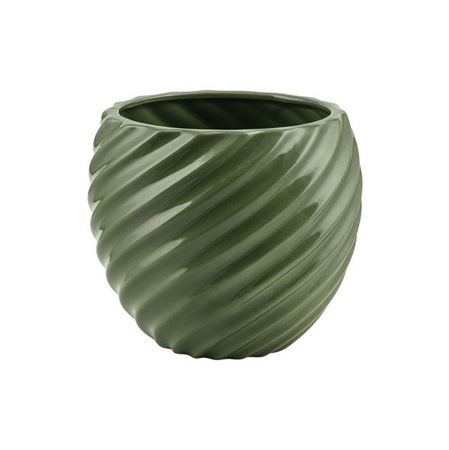 Vasi Ceramica. Sfera Spirale H14 D16cm - Verde