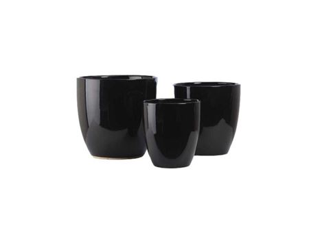 Vasi Ceramica. Tris D30-25-20 H30-26-23 - Nero