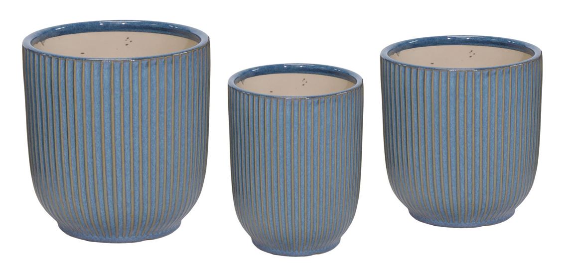 Vasi Ceramica. Tris Prince Cyli Rib Blue D19-24-29