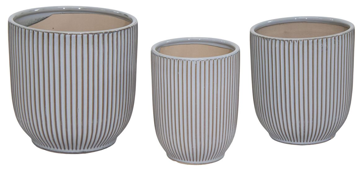 Vasi Ceramica. Tris Prince Cyli Rib Grey D19-24-29