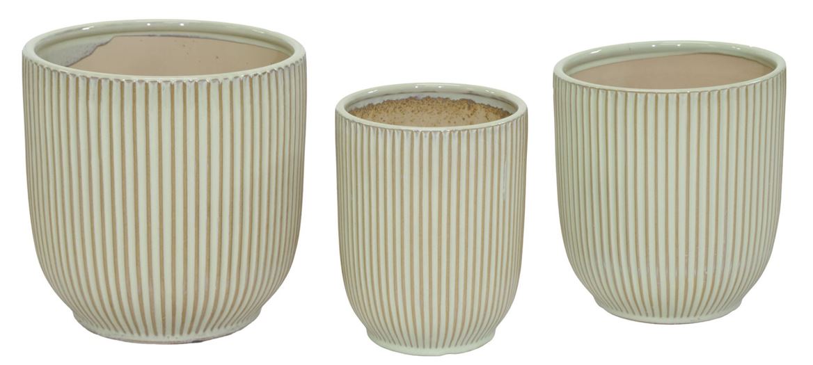 Vasi Ceramica. Tris Prince Cyli Rib Grn D19-24-29