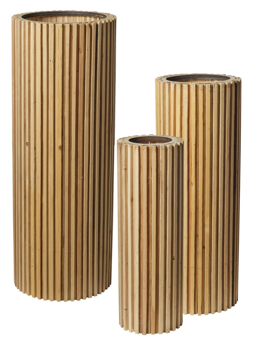Vasi Legno. Set 3pz D.37-28-20 H.100-80-60cm