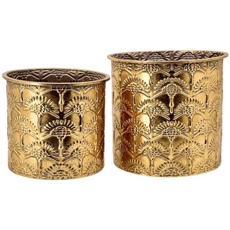 Vasi Metallo. Set2 Caspo Oro Decorato D.25-30 H.28