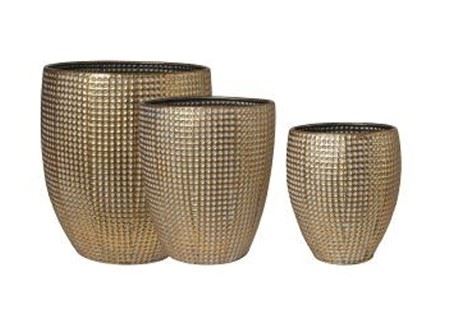 Vasi Metallo. Tris 36x42-30x36-24x30cm - Gold