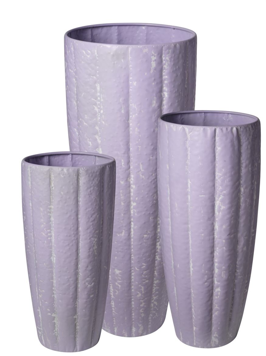 Vasi Metallo. Tris Alto 39x97-33x78-28x58cm - Purp