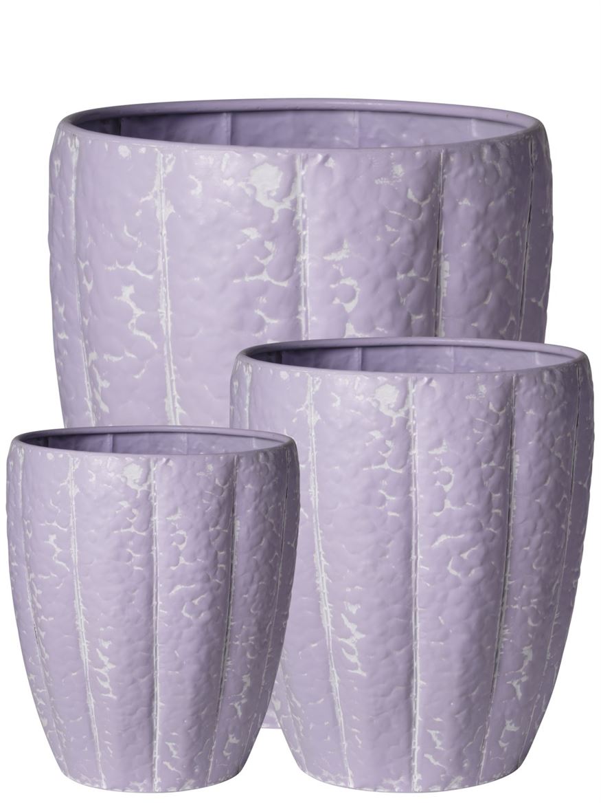 Vasi Metallo. Tris Caspò 37x42-31x37-26x30cm- Purp