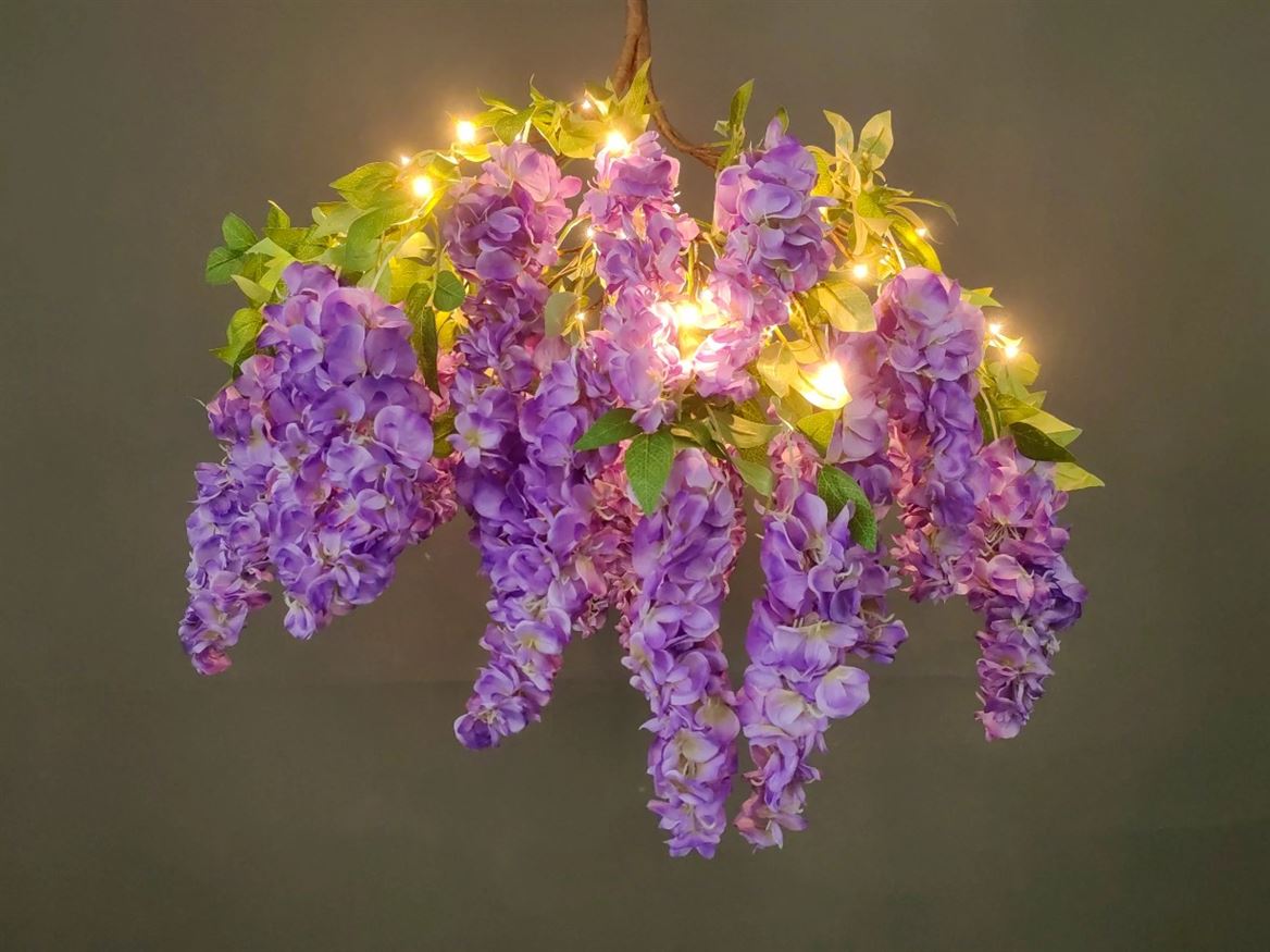 Wedd. Lampadario D.90cm Glicine Violetto Con Led