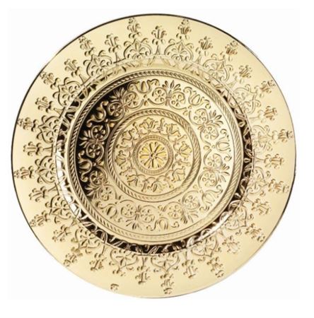 Wedd. Piatto Decori Fiori D33 Oro Lucido Resina