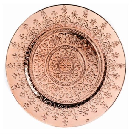 Wedd. Piatto Decori Fiori D33 Oro Rosa Lucido Resi