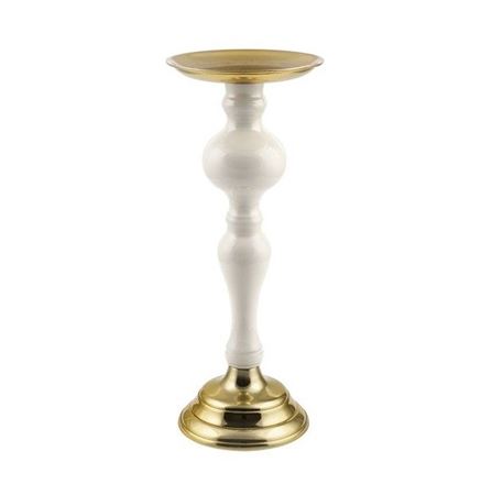 Wedd. Portacandela Alluminio Avorio H.37 D.11.5cm
