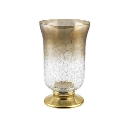 Wedd. Portacandela Alluminio E Vetro Oro H25 D15cm