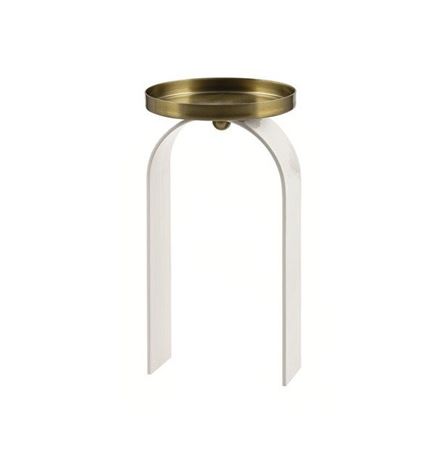 Wedd. Portacandela Metal H25 D12cm - Avorio Oro