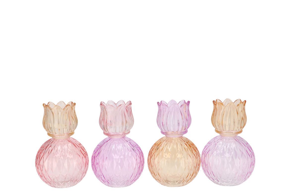 Wedd. T-light Tulipano Vetro Bicolore 11x17cm