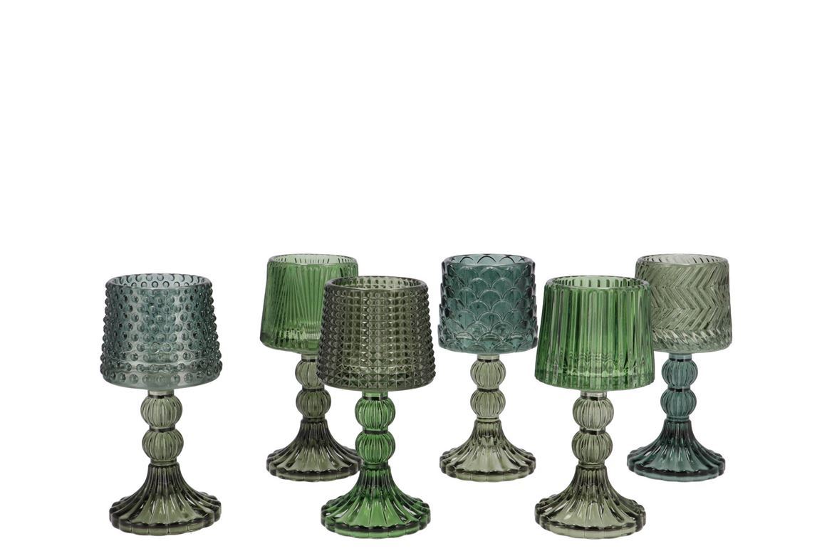 Wedd. T-light Vetro Green Mix 8x18cm