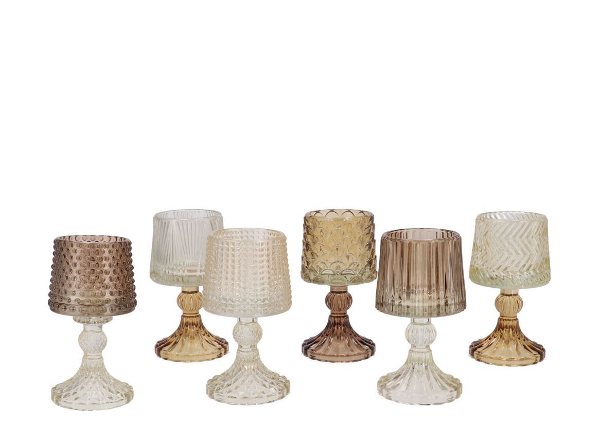 Wedd. T-light Vetro Natur Brown 8x15cm