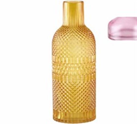 Wedd. Vaso Vetro Forma Bottiglia D.11 H.35cm Rosa