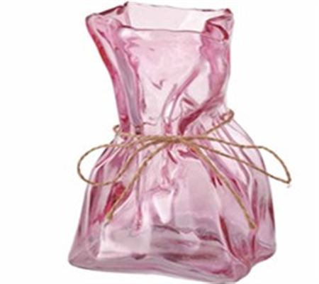 Wedd. Vaso Vetro Ondulato D.10 H.14.5cm - Rosa