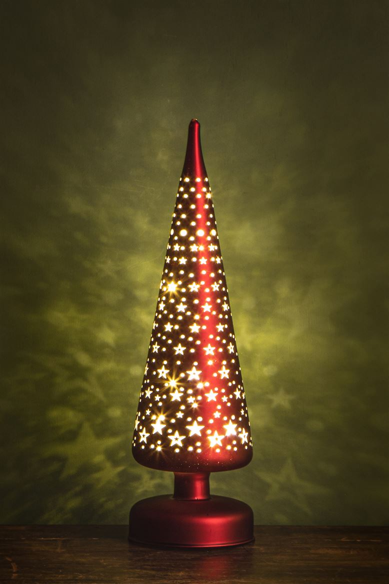 .xmas. Albero 9xh30cm Led Con Stelle - Red