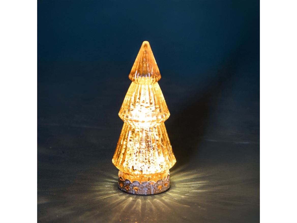 .xmas. Albero Natale Vetro Led 6,5xh.15,5 Cm - Gol