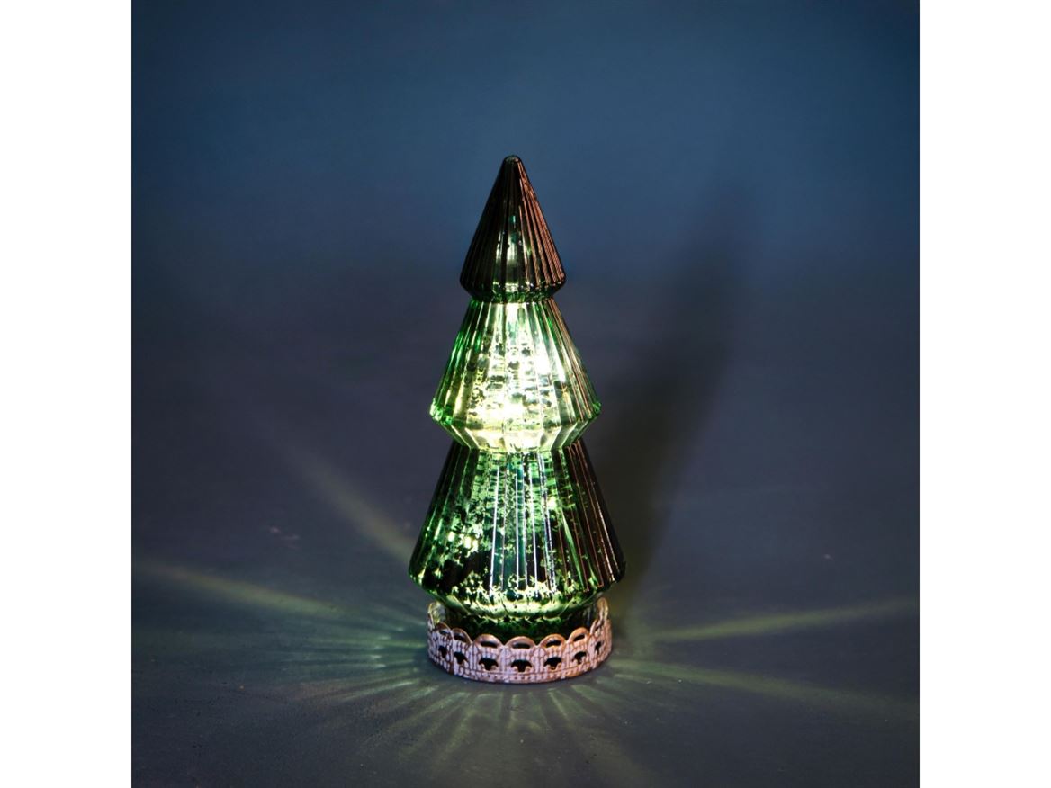 .xmas. Albero Natale Vetro Led 6,5xh.15,5 Cm - Gre