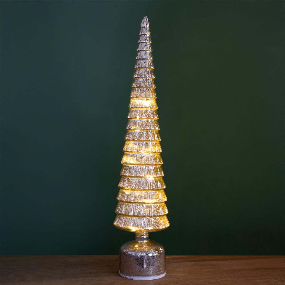 .xmas. Albero Vetro Led H.50cm Girevole - Silver