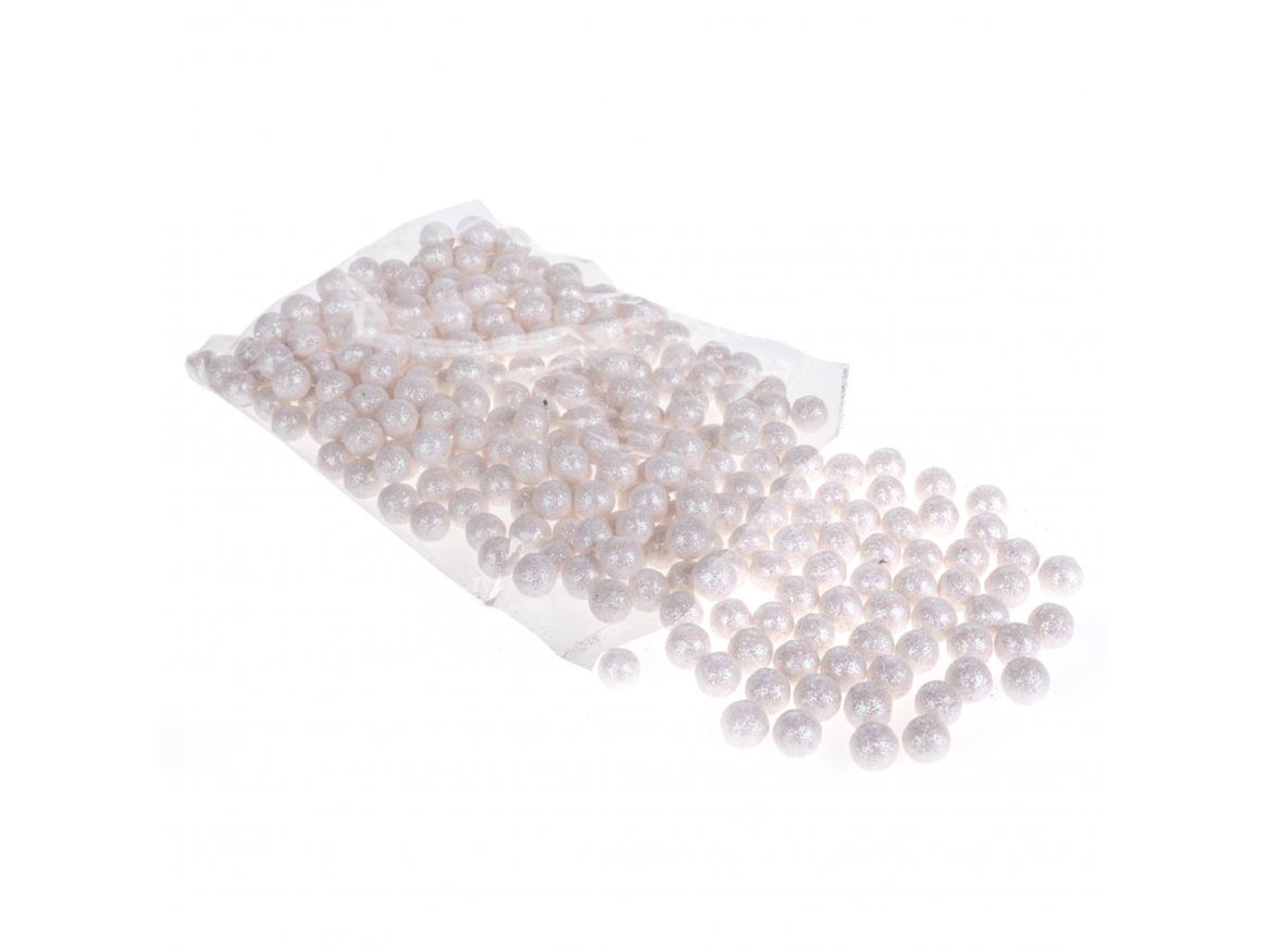 .xmas. Bacche 288 Pz Glitter D.1,5cm - White