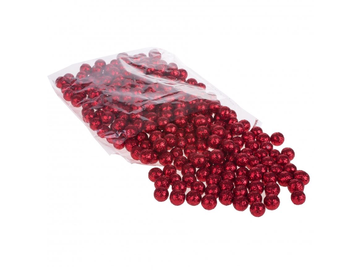 .xmas. Bacche 288 Pz Glitter Dm 1,5cm - Red