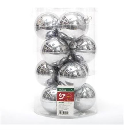 .xmas. Box 12 Sfere Vetro D.10cm - Argento