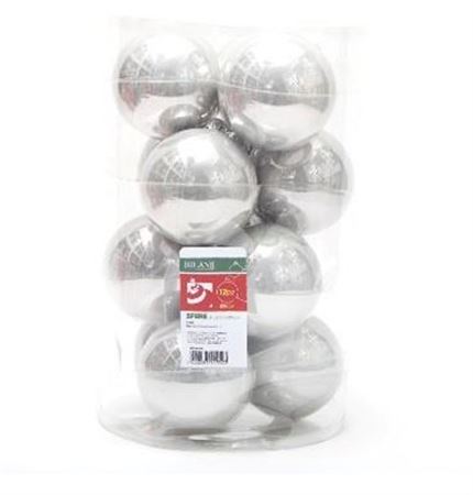 .xmas. Box 12 Sfere Vetro D.10cm - Argento Perlato