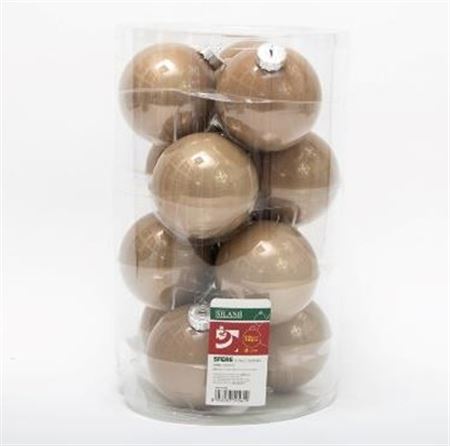 .xmas. Box 12 Sfere Vetro D.10cm - Tortora
