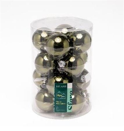 .xmas. Box 16 Sfere Vetro D.8cm - Verde Muschio