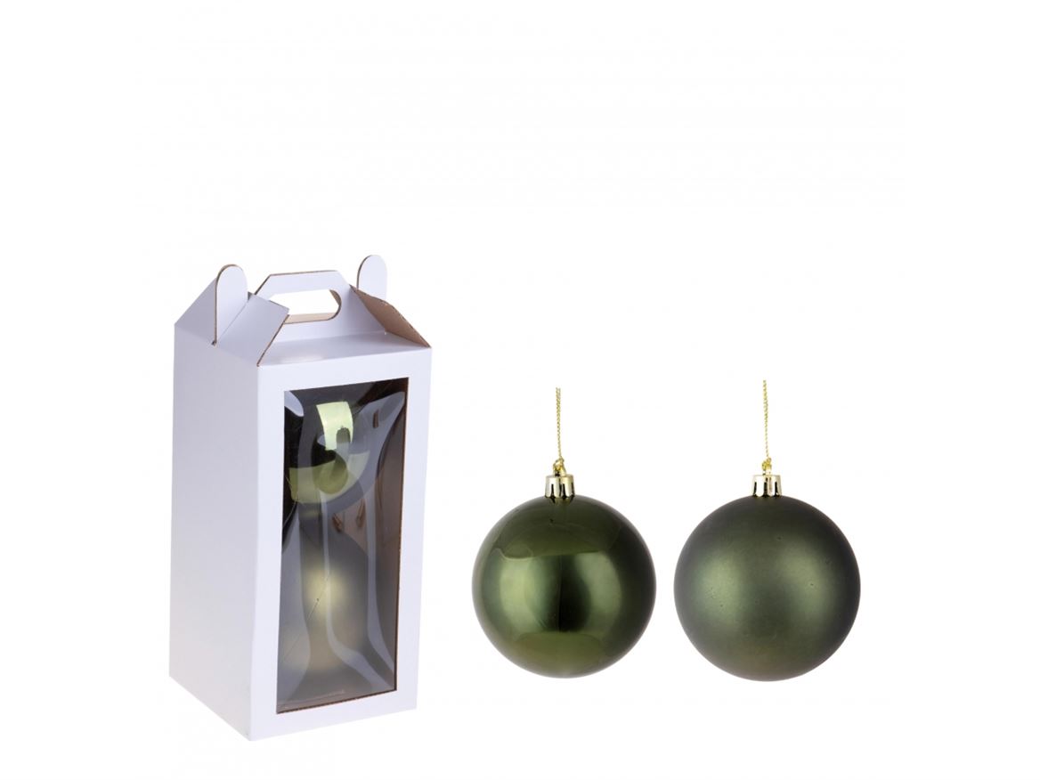 .xmas. Box 2 Sfere D.15 Cm Ass.matt+shiny- Green