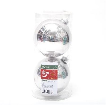 .xmas. Box 2 Sfere Vetro D.12cm - Argento