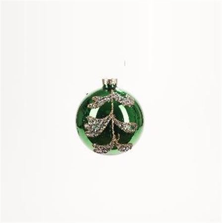 .xmas. Box 2 Sfere Vetro Petali D.12cm - Verde
