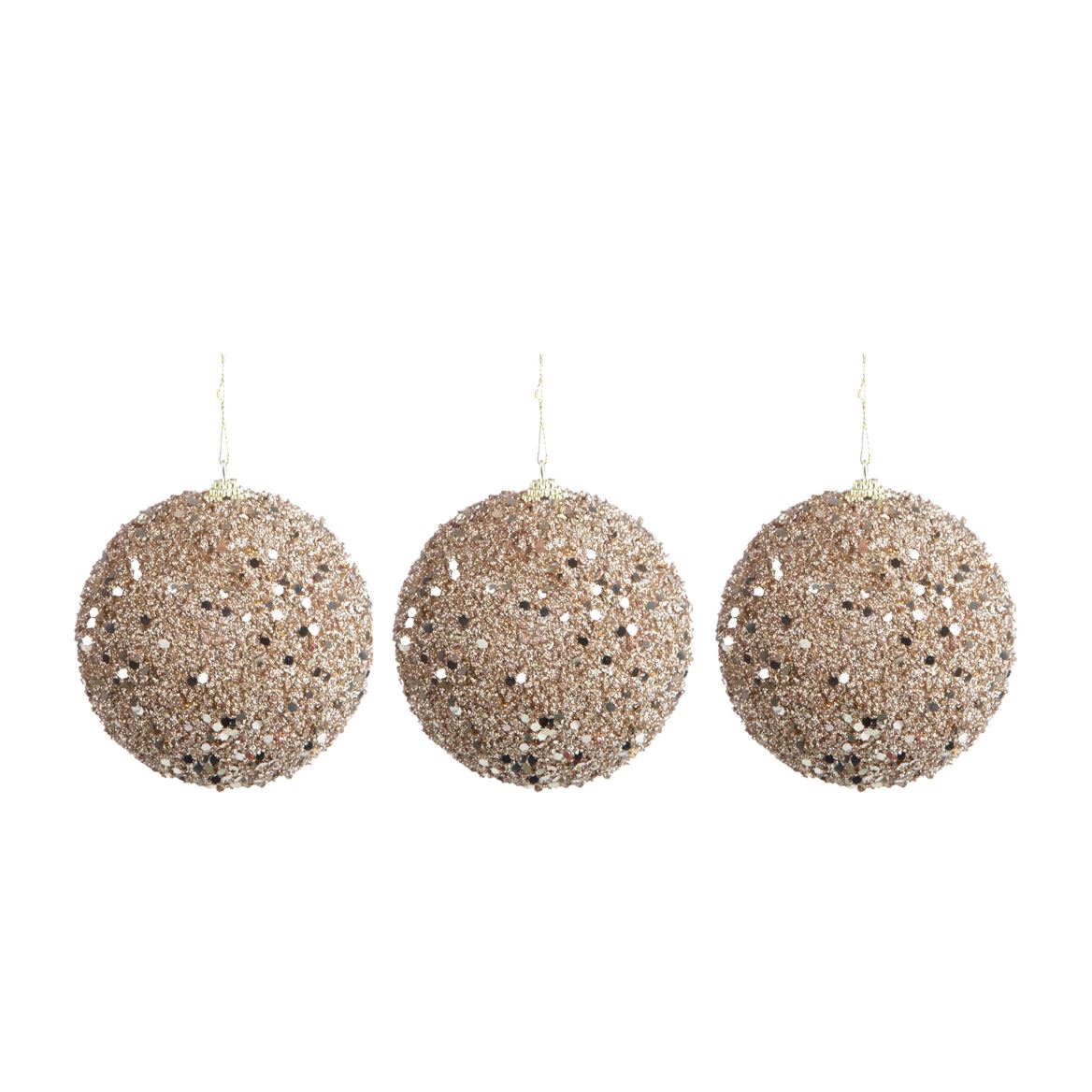 .xmas. Box 3 Sfere D.15 Cm Paillettes - Gold
