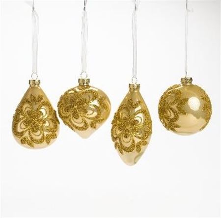 .xmas. Box 4 Addobbi Vetro Fiore D.8cm - Oro