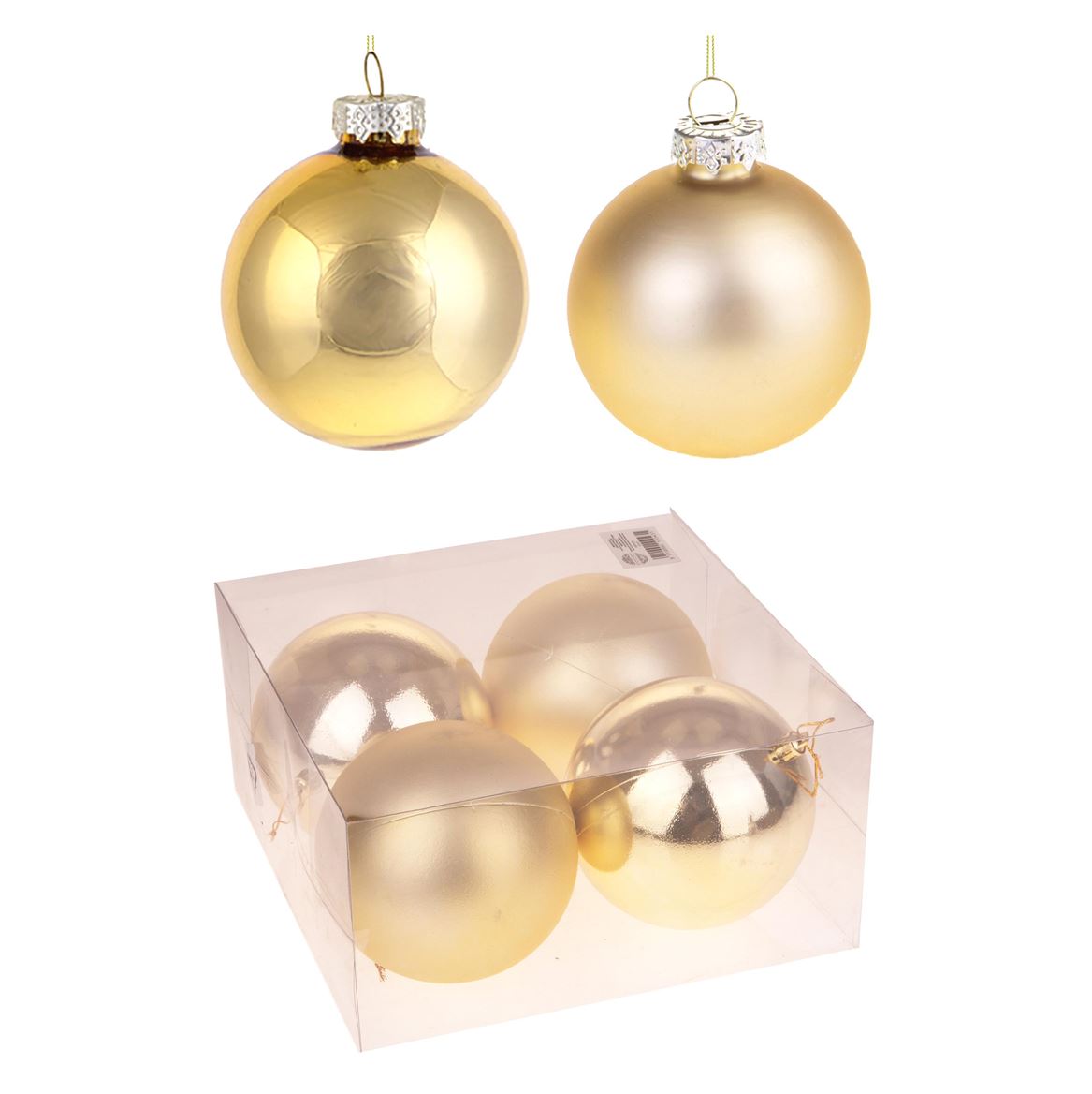 .xmas. Box 4 Sfere Plastica D.12 Cm - Champagne