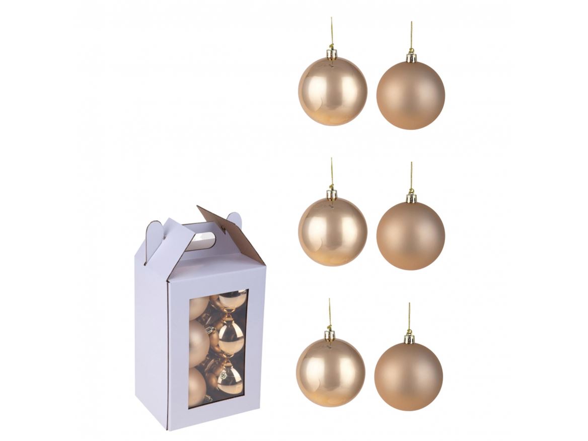 .xmas. Box 6 Sfere D.10 Cm Ass.matt+shiny- Gold