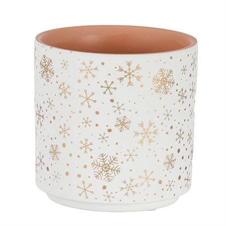 .xmas. Caspo' T.cotta Fiocchi Neve D13 H13cm- Whit