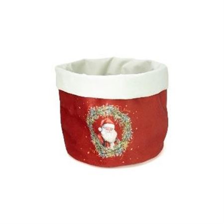 .xmas. Cestino Velluto B.natale 20x22cm - Rosso