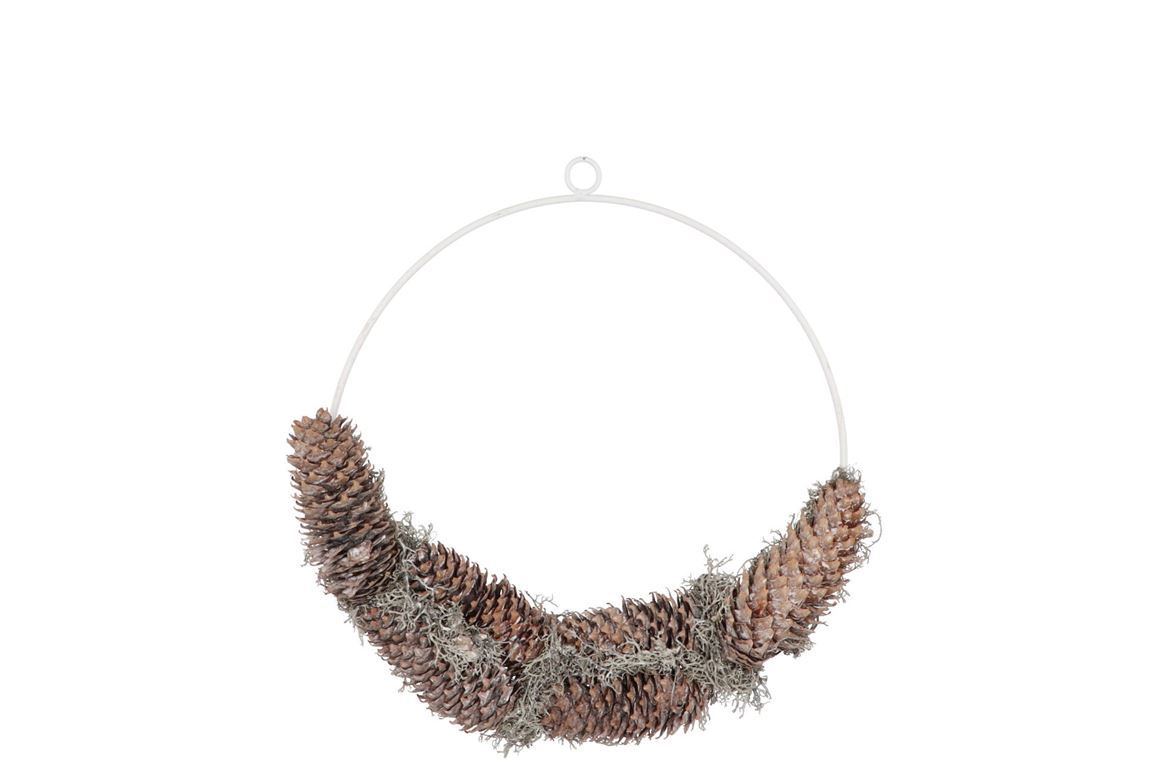 .xmas. Metal Circle Pine Moss Ww 30cm