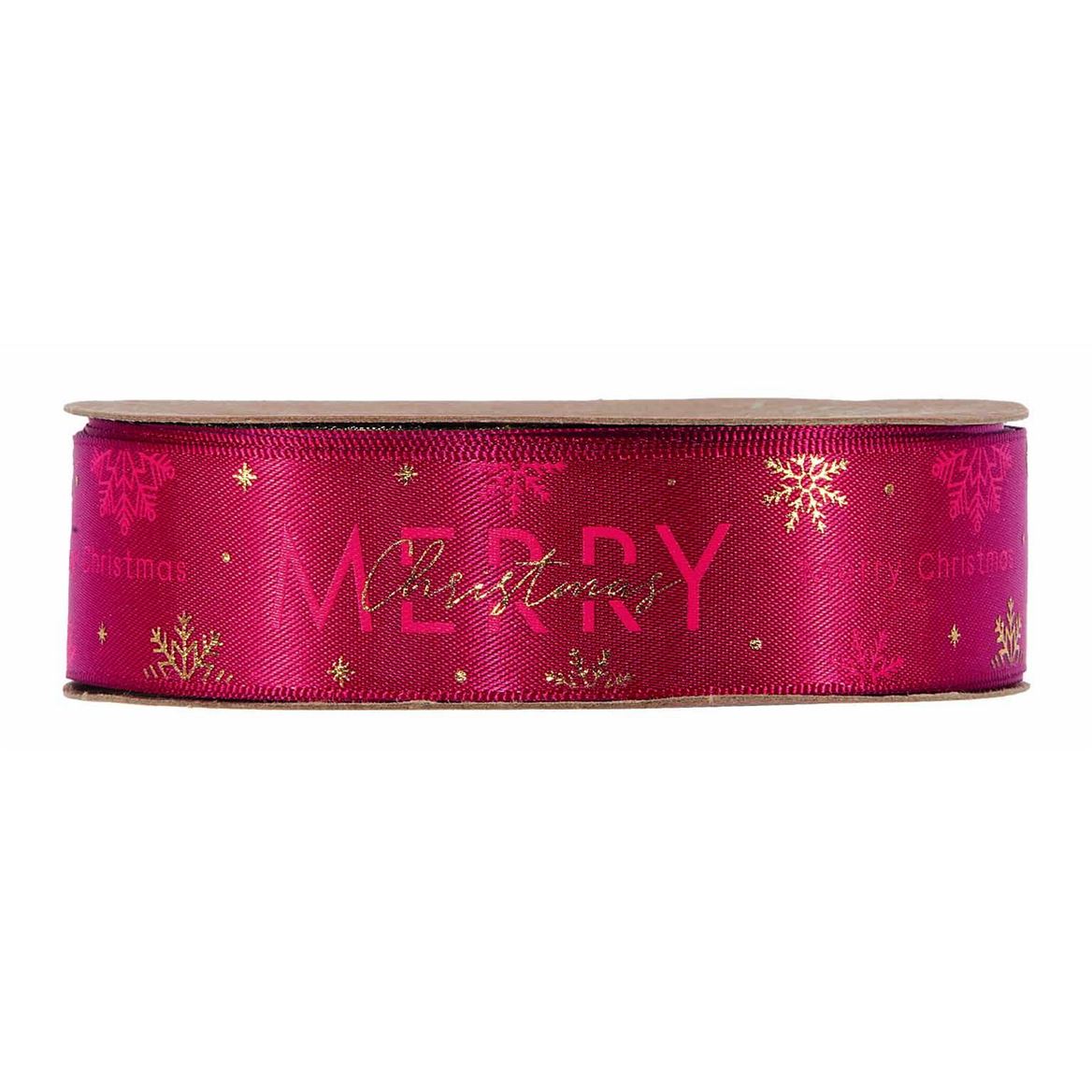 .xmas. Nastri Merry Christmas W/snowflake Mm25x10m