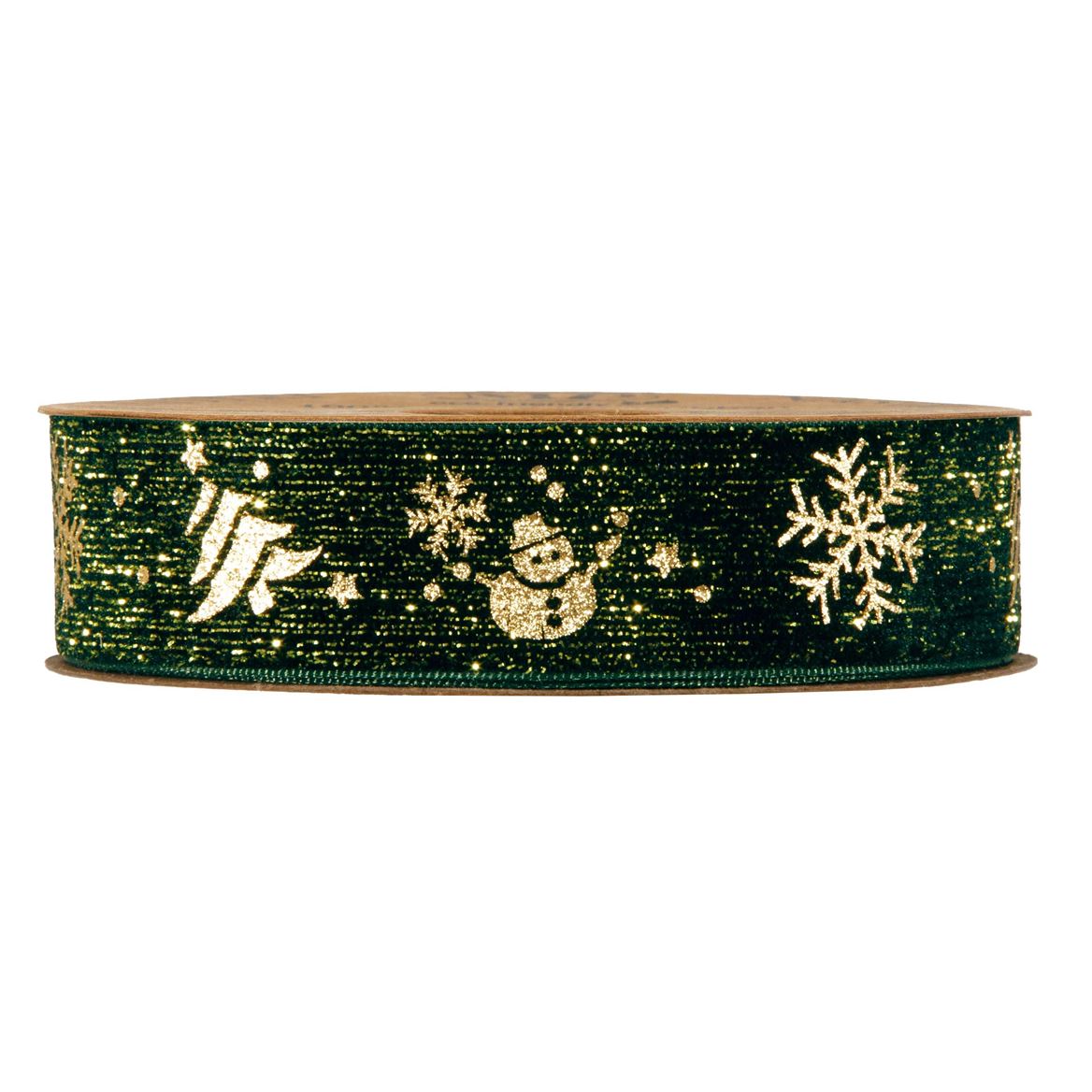 .xmas. Nastri Snowflake Mm25x10m - Green