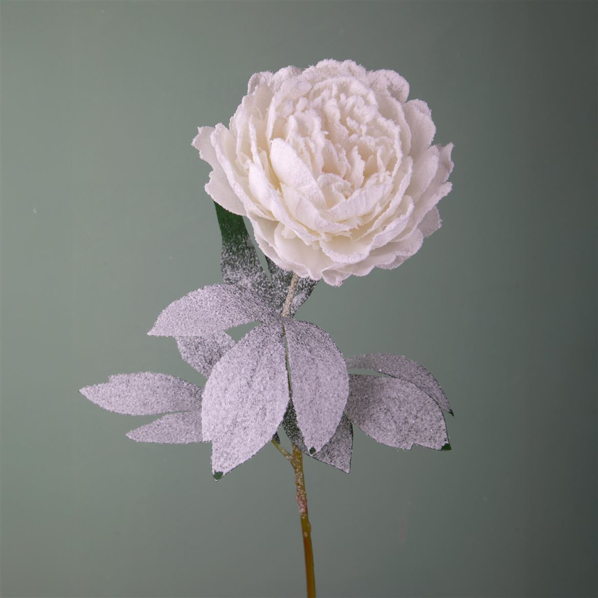 .xmas. Ramo Peonia 76cm Con Neve - White
