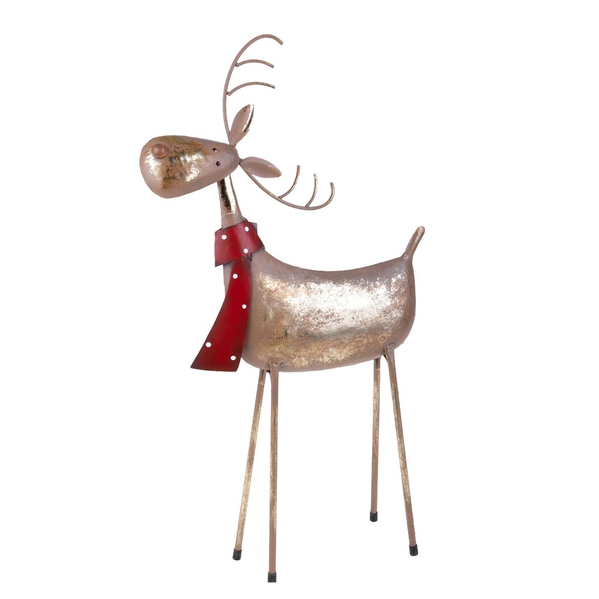 .xmas. Renna 30xh.54 Cm C/sciarpa - Red Gold